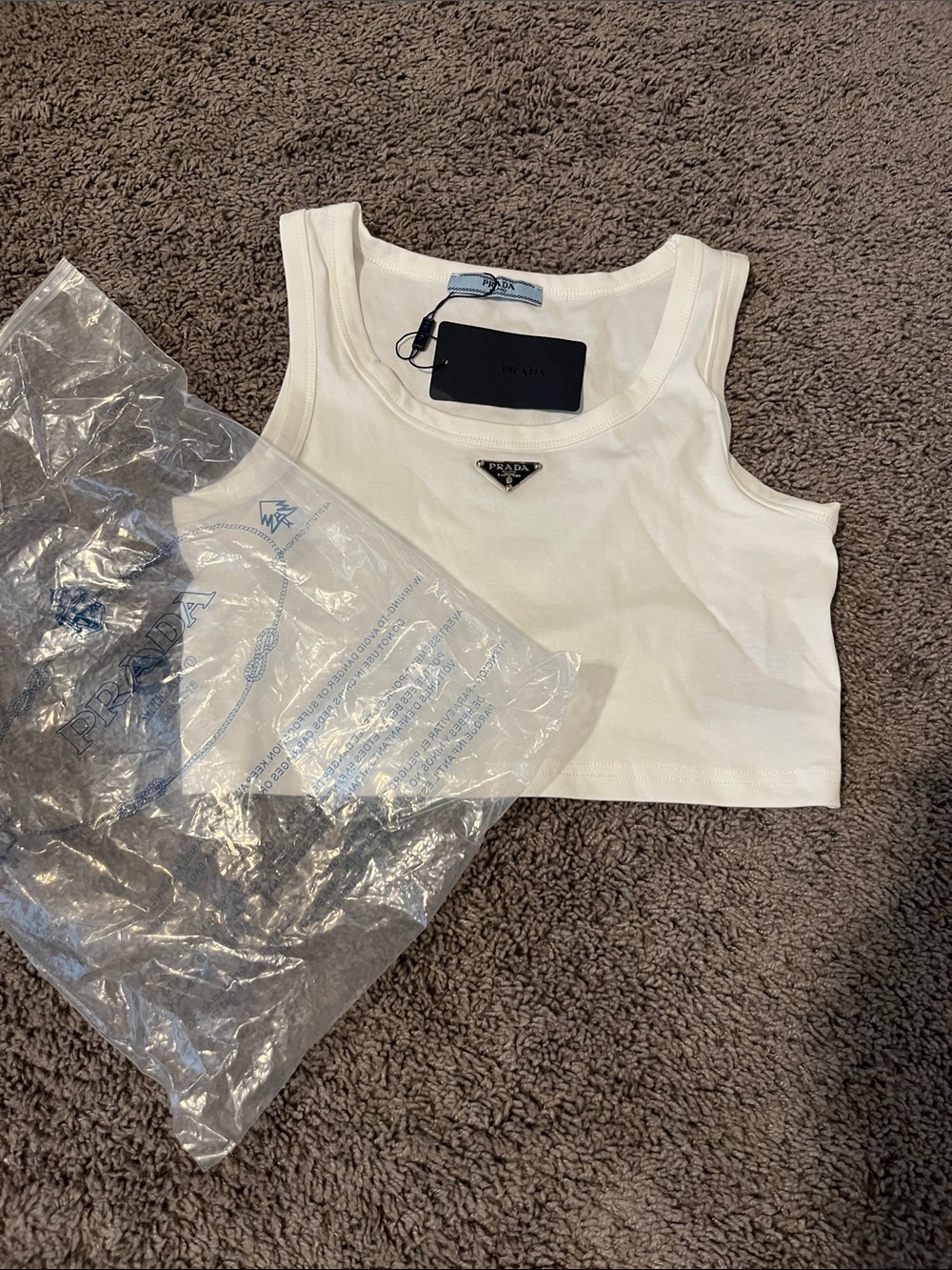 Prada White Logo Cropped Top